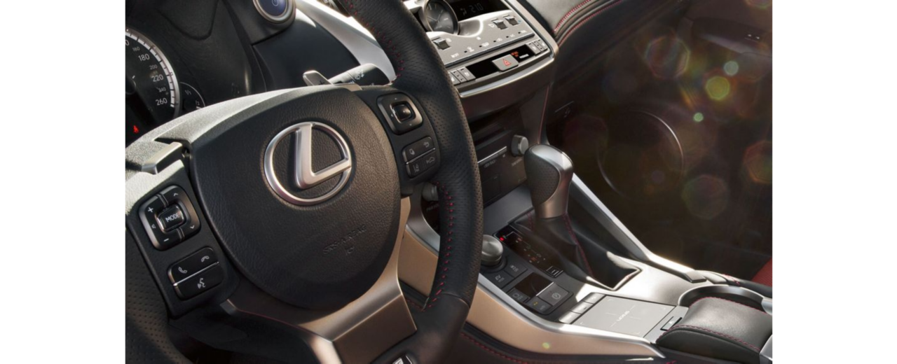 Close up interior view of a Lexus NX cockpit